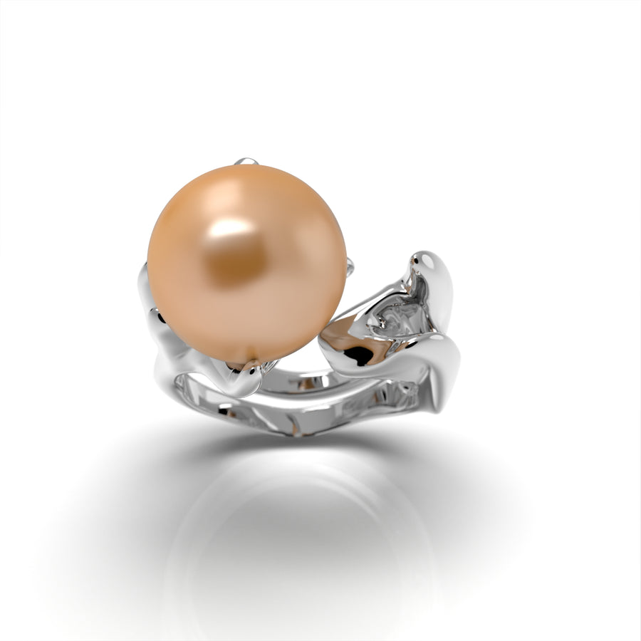 Radiozoa - designer ring with sea pearl (AA) - Au 585/1000 approx. 18.83 g 925/1000 ag approx. 15 g