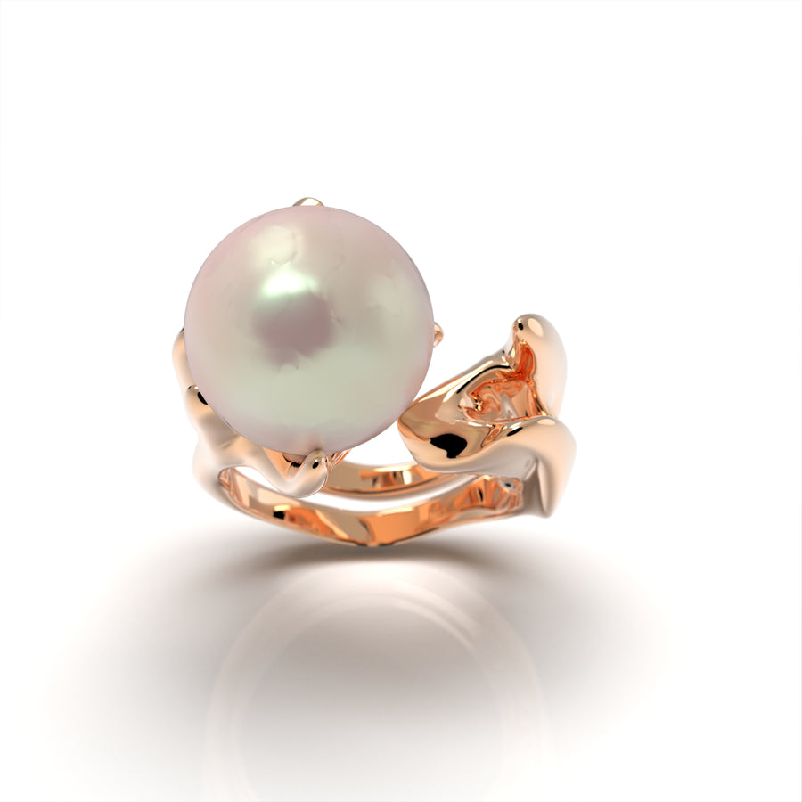 Radiozoa - designer ring with sea pearl (AA ) - Au 585/1000 approx. 18.83 g 925/1000 ag approx. 15 g