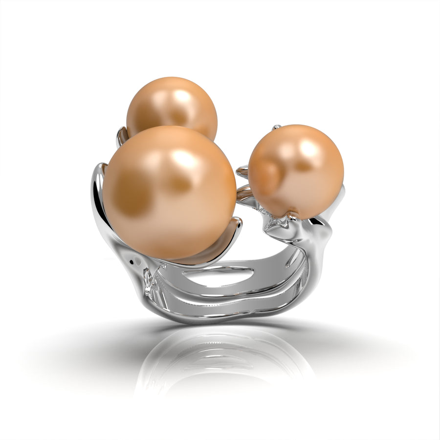 Radiozoa - designer ring with sea pearls (AA ) - Au 585/1000 approx. 20.49 g 925/1000 ag approx. 16.44 g