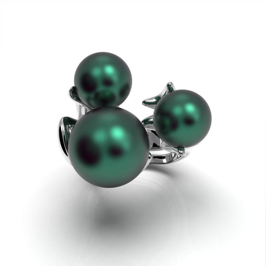 Radiozoa - designer ring with sea pearls (AA ) - Au 585/1000 approx. 20.49 g 925/1000 ag approx. 16.44 g