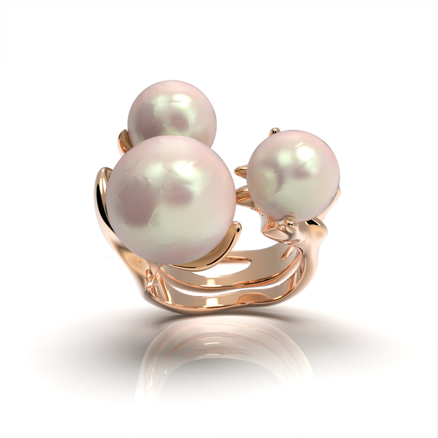 Radiozoa - designer ring with sea pearls (AA ) - Au 585/1000 approx. 20.49 g 925/1000 ag approx. 16.44 g