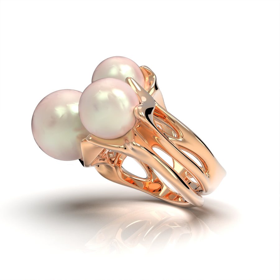 Radiozoa - designer ring with sea pearls (AA ) - Au 585/1000 approx. 20.49 g 925/1000 ag approx. 16.44 g