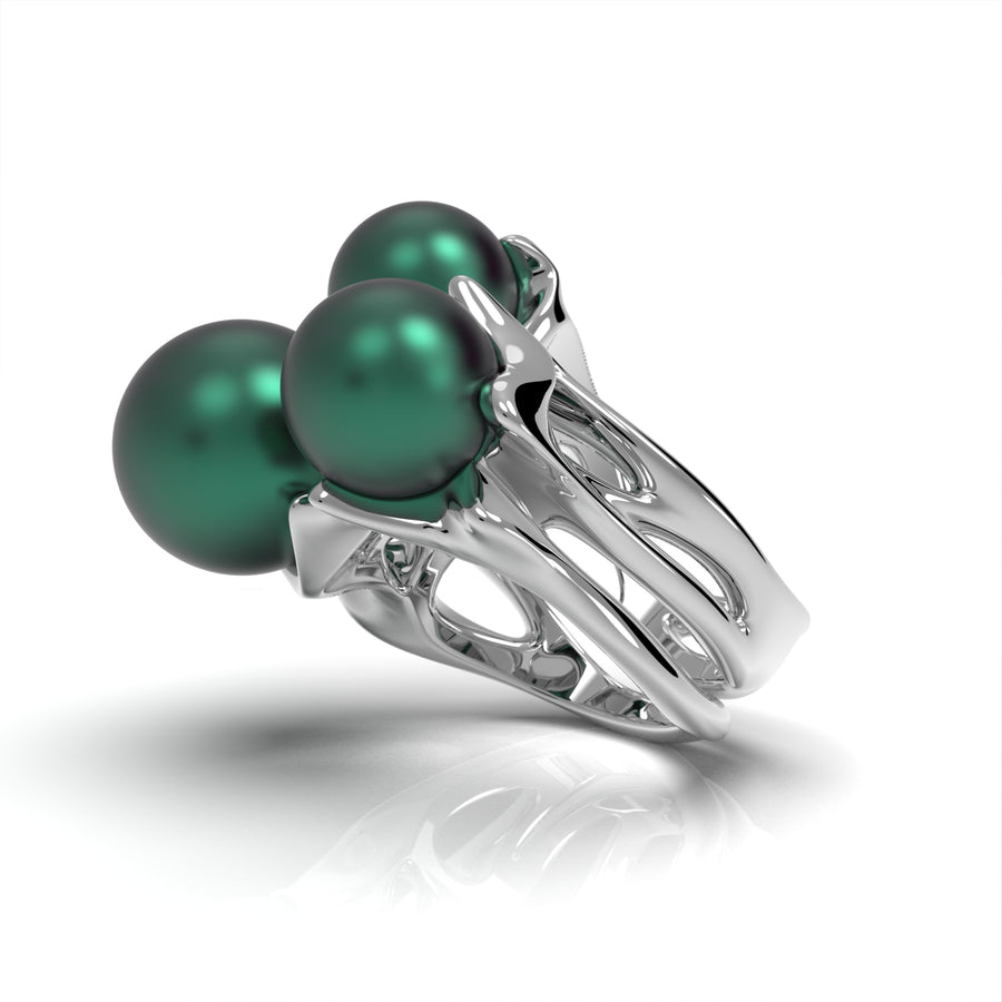 Radiozoa - designer ring with sea pearls (AA ) - Au 585/1000 approx. 20.49 g 925/1000 ag approx. 16.44 g