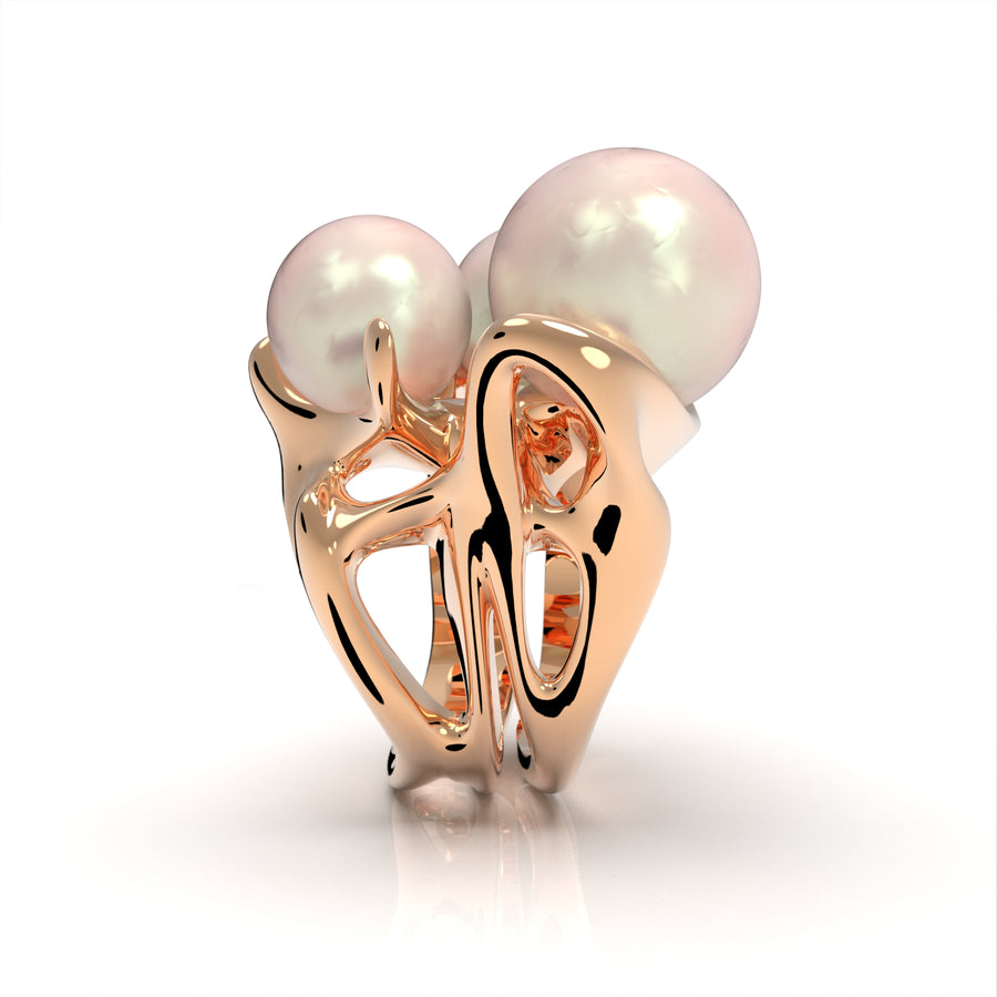 Radiozoa - designer ring with sea pearls (AA ) - Au 585/1000 approx. 20.49 g 925/1000 ag approx. 16.44 g