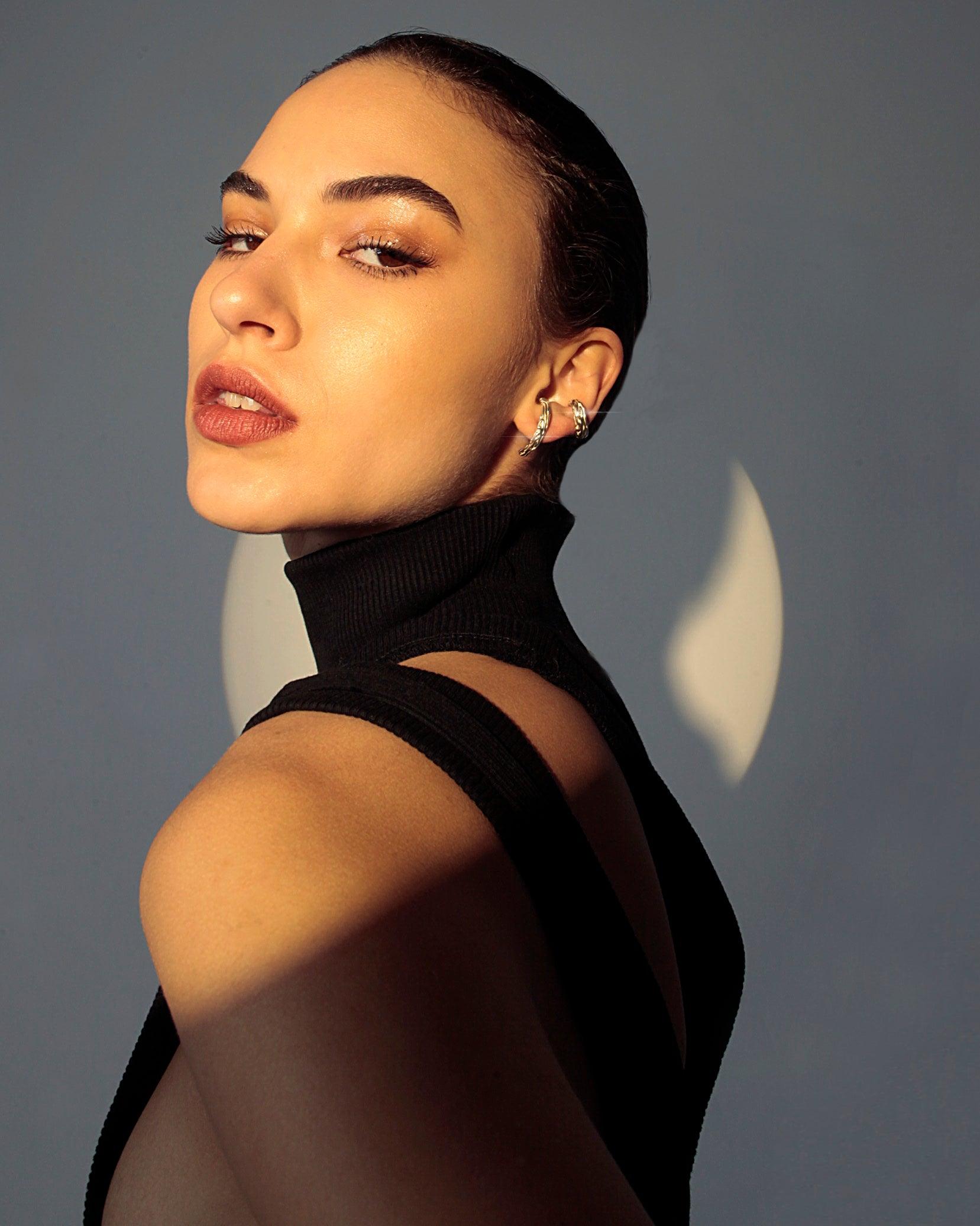 Nacre Brain Coral - designová náušnice ear cuffs - žluté zlato- au 14kt 6.05 g / ag 925/1000 pozlaceno 3 g - antonielecher