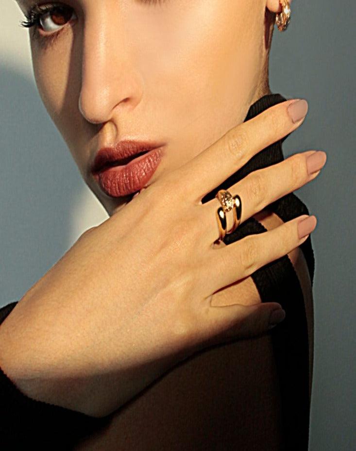 Nacre Julia - designový prsten - bílé zlato - au 14kt - 8.01 g / ag 925/1000 - 6 g - antonielecher