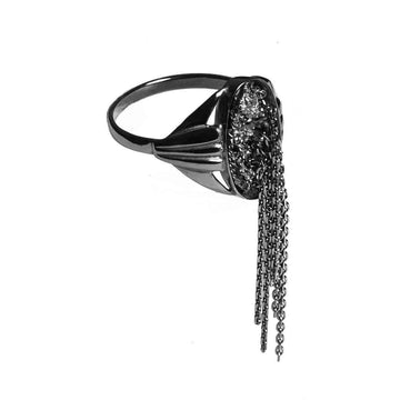 Chain ring 02 - černý stříbrný prsten 925/1000  + pokovený rutheniem 3.95 g