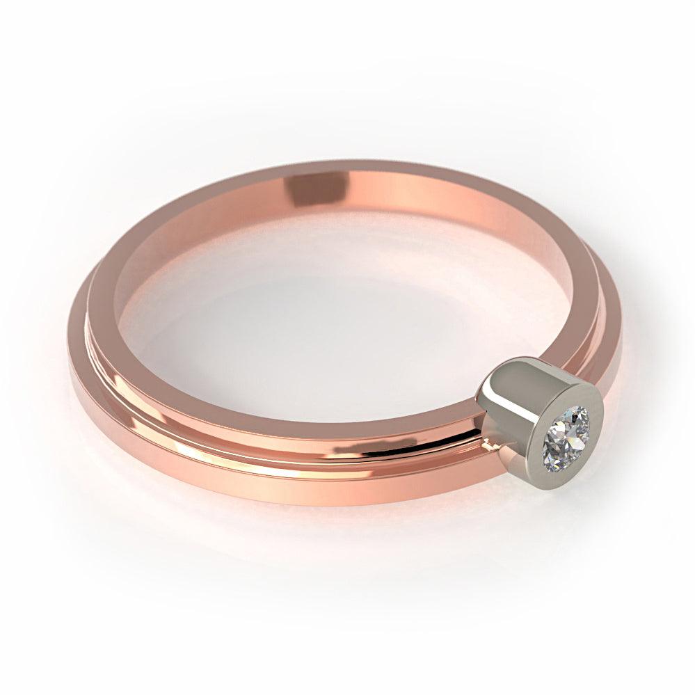 Love Bauhaus - r - designový zásnubní prsten s briliantem 14kt au 2, 4 g / briliant 0,10ct SI1- SI2 - antonielecher