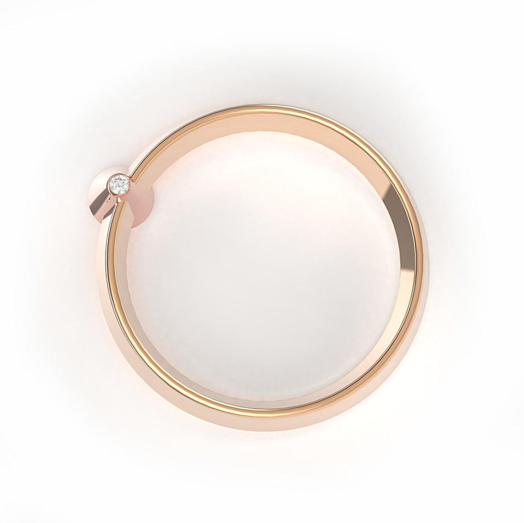 Love Bauhaus - v - designový zásnubní prsten se safírem a briliantem 14kt au 2, 4 g / modrý safír 0,10ct a 0,02ct briliant - antonielecher