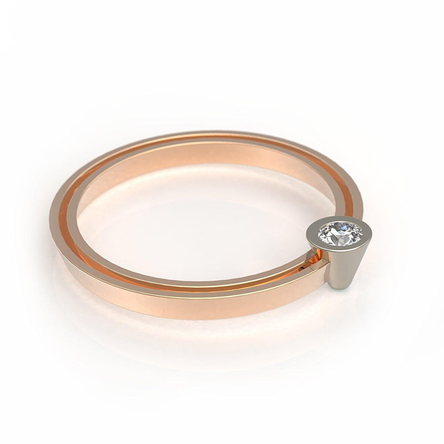 Love Bauhaus - v - designový zásnubní prsten s briliantem 14kt au 2, 4 g / briliant 0,10ct a 0,02ct - antonielecher