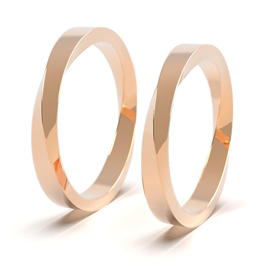 Möbius - designové snubní prsteny - 14 kt žluté zlato 8.03 g 3 mm