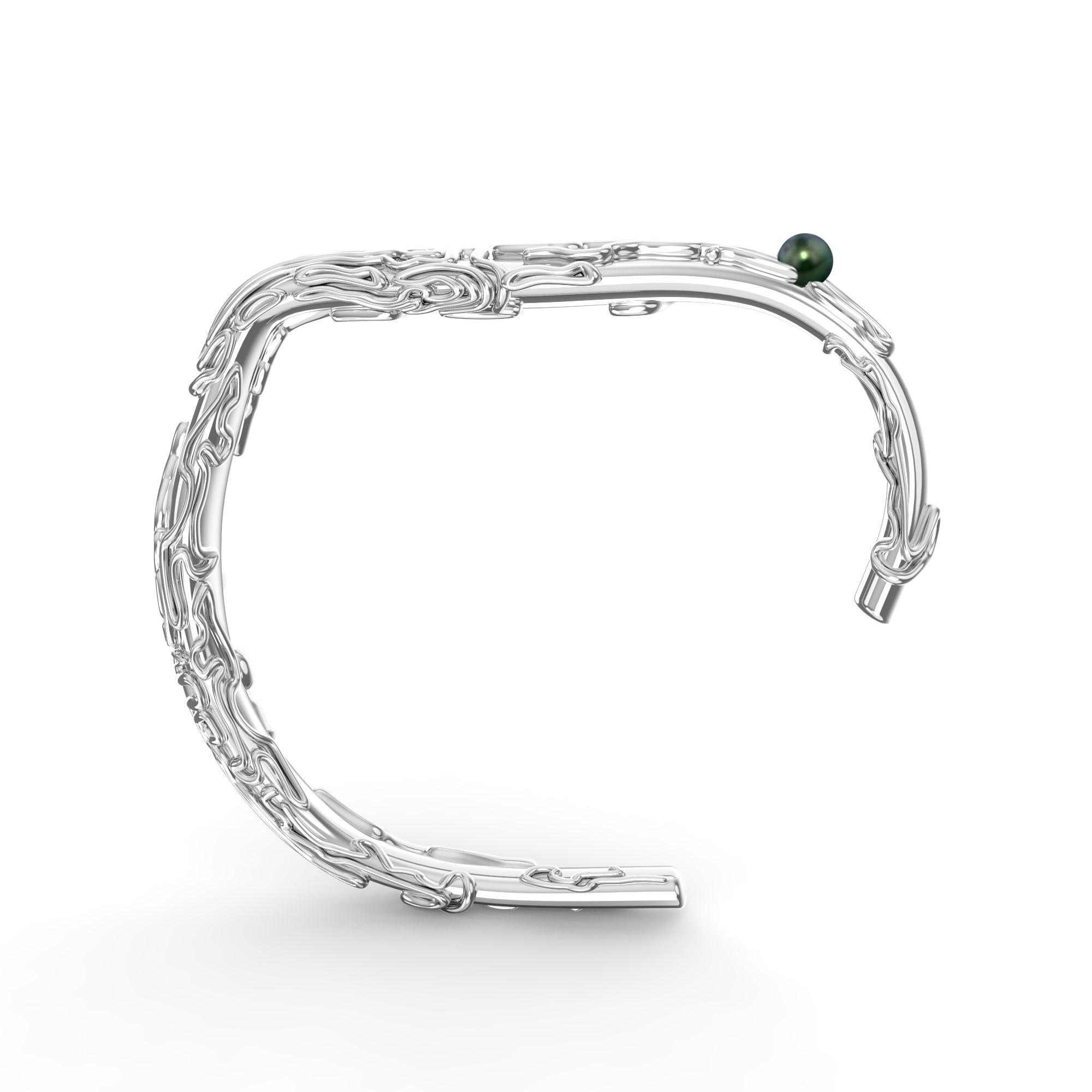 Nacre Brain Coral zlatý náramek s mořskou perlou (bílé zlato) au 14kt 36.02 g / rhodiované ag 925/1000 28.91 g - antonielecher