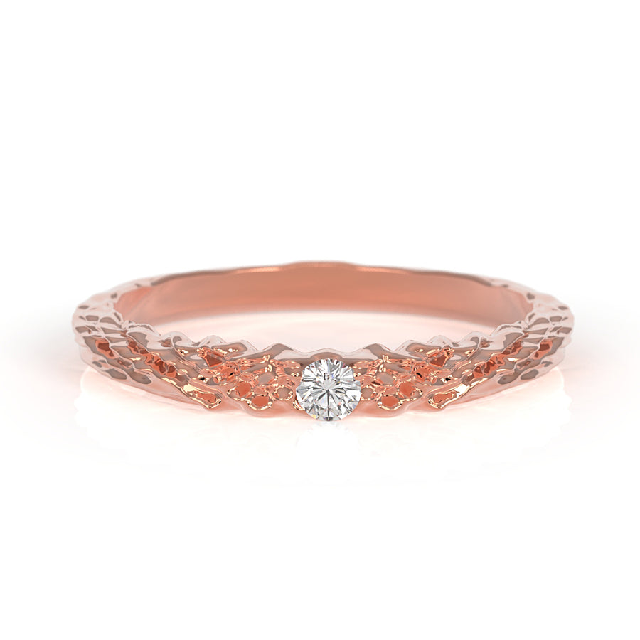 Nacre glint - designový zásnubní prsten s briliantem 0.10ct Sl1/G růžové zlato 14kt 3.33 g - antonielecher