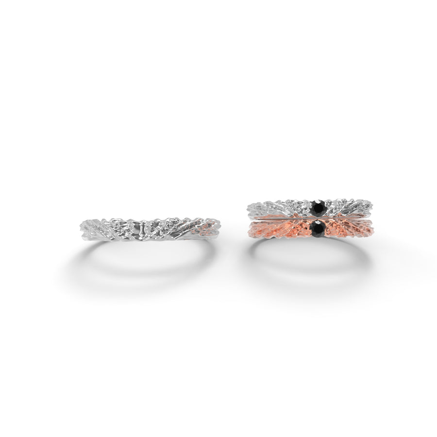 Nacre glint - designové snubní prsteny s briliantem 0.10ct bílé zlato - rhodiováno - 14kt 6,79 g